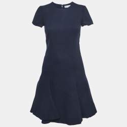 Pre Owned Christian Dior Navy Blue Wool Flared Mini M