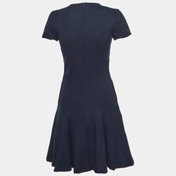 Pre Owned Christian Dior Navy Blue Wool Flared Mini M