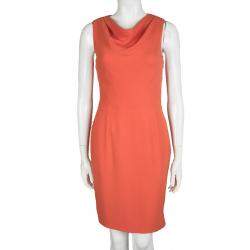 مملوكة مسبقًا Dior Orange Silk Cowl Neck Sleeveless Dress M