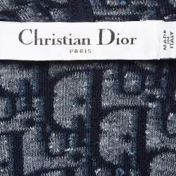 مملوكة مسبقًا Dior Navy Blue Oblique Cotton Terry Hooded Dress XS