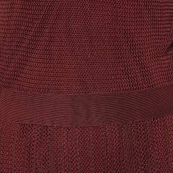 Pre Owned Dior Dark Red Knit Full Sleeves Maxi Dress M