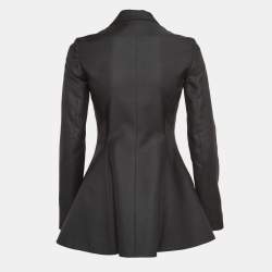 Pre Owned Christian Dior Black Wool Blend Flared Blazer S