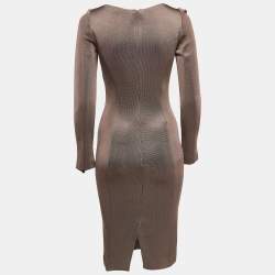 Pre Owned Christian Dior Brown Stretch Knit Sheath Dress S
