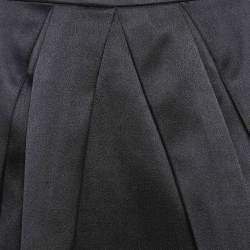 Pre Owned Christian Dior Black Satin Pleated Knee-Length Skirt S
