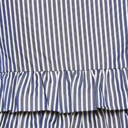 Pre Owned Dior White/Blue Stripe Patterned Cotton & Silk Blend Ruffled Top S