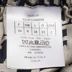 Pre Owned Christian Dior Navy Blue Oblique Patterned Silk Culotte Pants S