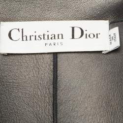Christian Dior Black Embroidered Leather Cut-Out Jacket S
