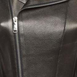 Christian Dior Black Embroidered Leather Cut-Out Jacket S