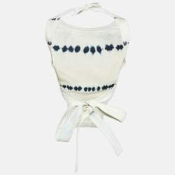 Pre Owned Dior Grey Tie-Dye Denim Tie-Up Open Back Top S