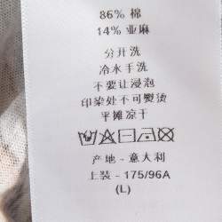 Pre Owned Christian Dior Grey Printed Cotton Jersey T-Shirt L