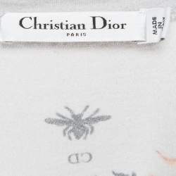 Pre Owned Christian Dior Grey Printed Cotton Jersey T-Shirt L