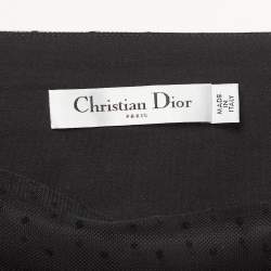 Christian Dior Black Flocked Tulle Midi Skirt L