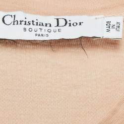 مملوكة مسبقًا Christian Dior Boutique Peachy Beige Trompe l'oeil Print Cotton T-Shirt S