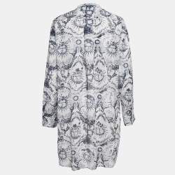 Pre Owned Christian Dior Blue Cotton Muslin Dioriviera Long Blouse M