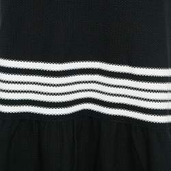 مملوكة مسبقًا Dior Black/White Striped Cotton and Silk Midi Skirt M