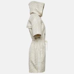 Christian Dior Off White Lame Hooded Playsuit L
