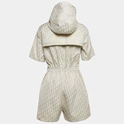 Christian Dior Off White Lame Hooded Playsuit L