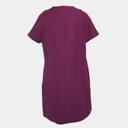 Pre Owned Christian Dior Purple Wool Blend Shift Dress L