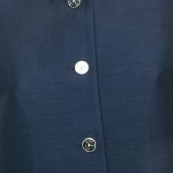Pre Owned Christian Dior Navy Blue Silk Blend Short Sleeve Jacket M