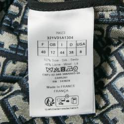 Pre Owned Christian Dior Navy Blue Silk Blend Short Sleeve Jacket M