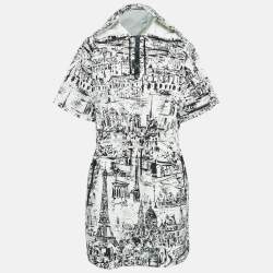 Christian Dior White Printed Synthetic Romper Mini Dress L