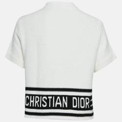 Pre Owned Dior Black Cotton and Silk Knit Short-Sleeved Marinière Crop Jacket M