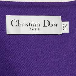 Christian Dior Purple Wool Blend Belted Open Front Long Coat L