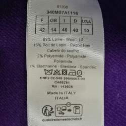 Christian Dior Purple Wool Blend Belted Open Front Long Coat L