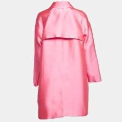 Christian Dior Neon Pink Crepe Single Breasted Long Coat L