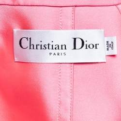 Christian Dior Neon Pink Crepe Single Breasted Long Coat L