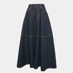 Dior Blue Denim Mid-Length Skirt L