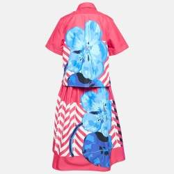 Dior Pink/Multicolor Printed Cotton Shirt and Skirt Set L