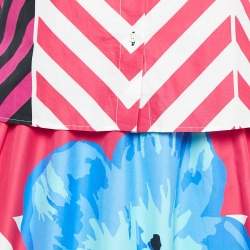 Dior Pink/Multicolor Printed Cotton Shirt and Skirt Set L