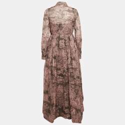 Christian Dior Pink Printed Cotton Dioriviera Toile de Jouy Maxi Shirt Dress M