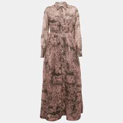 Christian Dior Pink Printed Cotton Dioriviera Toile de Jouy Maxi Shirt Dress M
