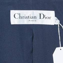 Pre Owned Dior Navy Blue Textured Silk Single Breasted Jacket M