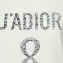 Pre Owned Dior Cream J'Adior 8 Print Cotton & Linen Crew Neck T-Shirt XS 