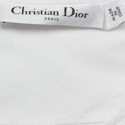 Pre Owned Christian Dior White Cotton Collarless Shirt L