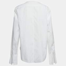 Pre Owned Christian Dior White Cotton Collarless Shirt L