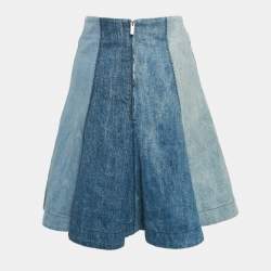 Pre Owned Dior Blue Paneled Denim High-Waist Mini Skirt S