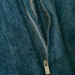 Pre Owned Dior Blue Paneled Denim High-Waist Mini Skirt S