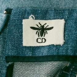 Pre Owned Dior Blue Paneled Denim High-Waist Mini Skirt S