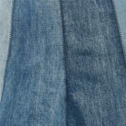 Pre Owned Dior Blue Paneled Denim High-Waist Mini Skirt S