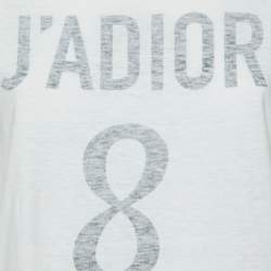 Dior Ivory J'Adior 8 Print Cotton & Linen Crew Neck T-Shirt S