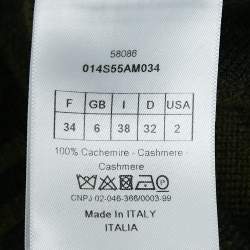 Christian Dior Green Camouflage Fil-Coupe Cashmere Sweatshirt S