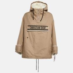 Christian Dior Beige Cotton and Faux Shearling Anorak Jacket XS