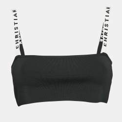 Pre Owned Dior Black Logo Band Detail Knit Bralette Top XS