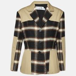 Dior Multicolor Wool and Silk Plaid Single Breasted Jacket XL