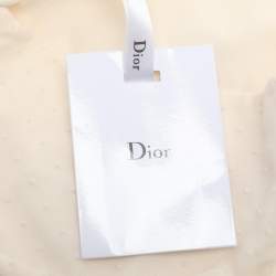 Dior Cream Textured Tulle Overlay Gathered Midi Skirt S
