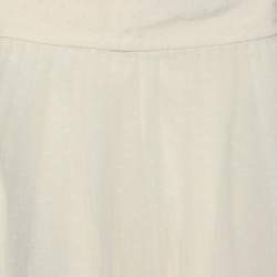 Dior Cream Textured Tulle Overlay Gathered Midi Skirt S